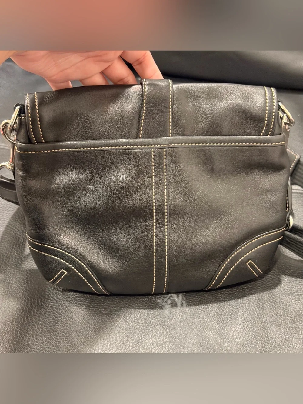 Vintage Coach Soho Black Leather Crossbody With Front Flap Y2K
